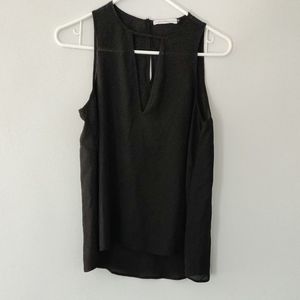 BLACK V NECK MOCK NECK TANK XS